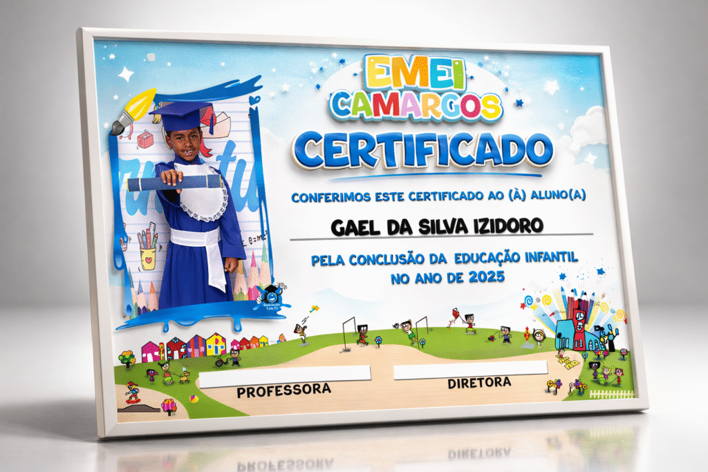 CERTIFICADO INFANTIL FOTO FÃ ESTUDIO CONTAGEM MG